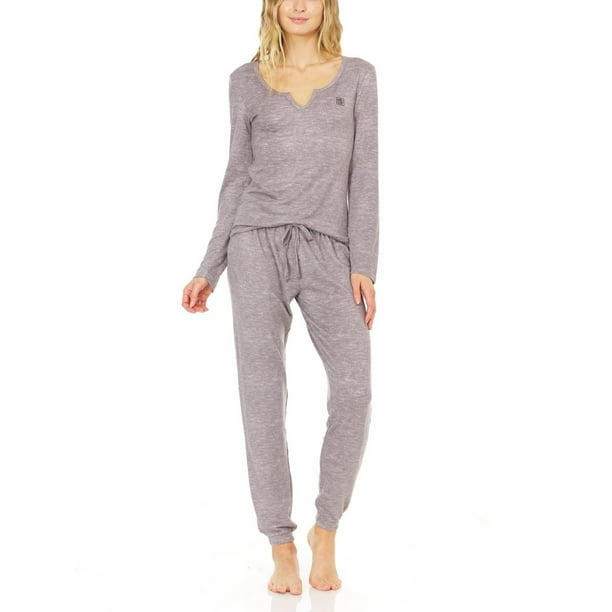 LADIES BRAVE SOUL GREY 2 PIECE BUTTON PJ/'S PYJAMA SET TOP BOTTOMS LOUNGE WEAR